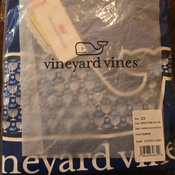 NWT - Vineyard Vines Women's Hanukkah Glow in the Dark Long Sleeve T-Shirt 2X/3X - Picture 7 of 7
